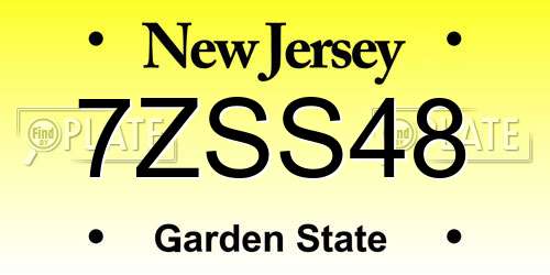 7ZSS48 New Jersey License Plate