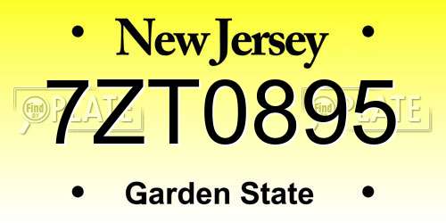 7ZT0895 New Jersey License Plate