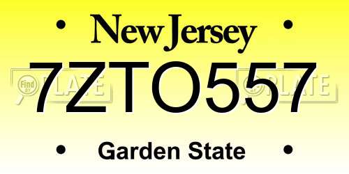 7ZTO557 New Jersey License Plate