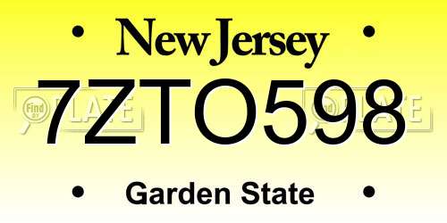 7ZTO598 New Jersey License Plate