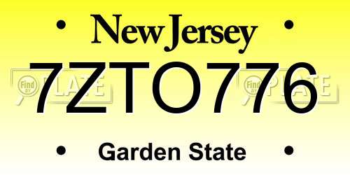 7ZTO776 New Jersey License Plate