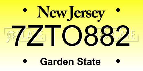 7ZTO882 New Jersey License Plate