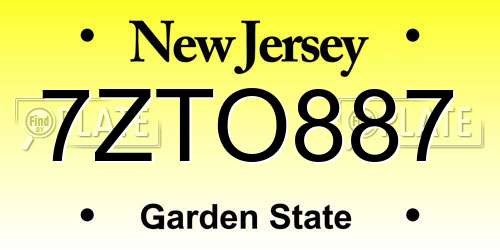 7ZTO887 New Jersey License Plate