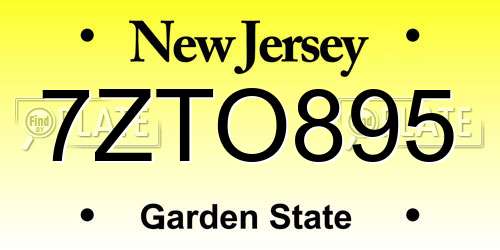 7ZTO895 New Jersey License Plate