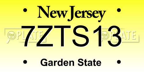 7ZTS13 New Jersey License Plate