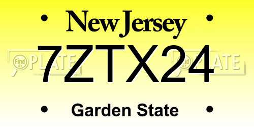 7ZTX24 New Jersey License Plate
