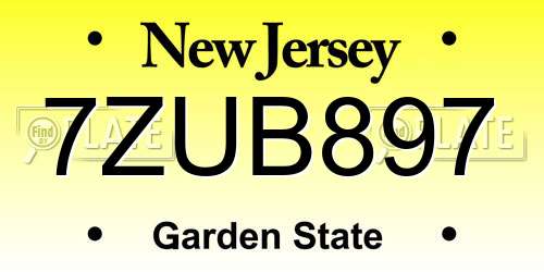 7ZUB897 New Jersey License Plate