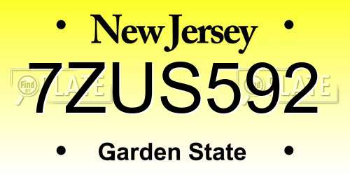 7ZUS592 New Jersey License Plate