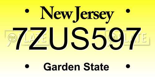 7ZUS597 New Jersey License Plate