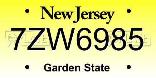 7ZW6985 New Jersey License Plate