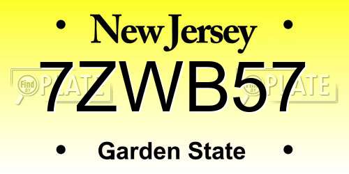 7ZWB57 New Jersey License Plate
