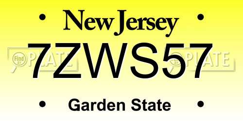 7ZWS57 New Jersey License Plate