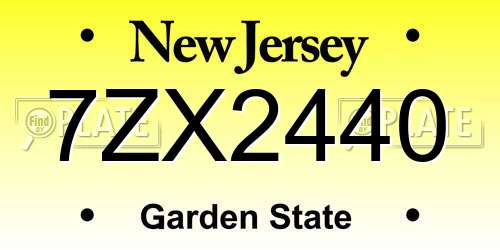 7ZX2440 New Jersey License Plate