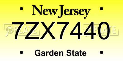 7ZX7440 New Jersey License Plate