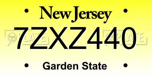 7ZXZ440 New Jersey License Plate
