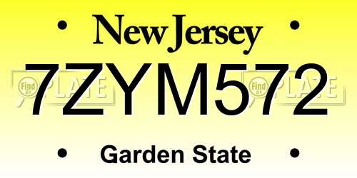 7ZYM572 New Jersey License Plate