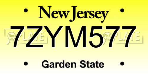 7ZYM577 New Jersey License Plate