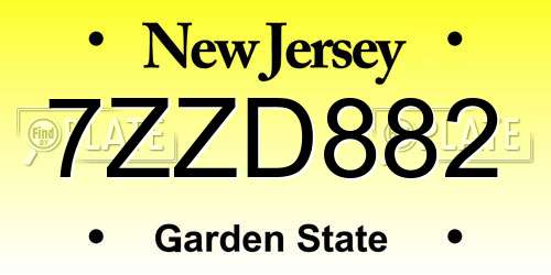 7ZZD882 New Jersey License Plate