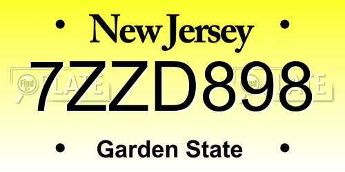 7ZZD898 New Jersey License Plate