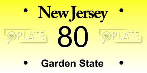 80 New Jersey License Plate