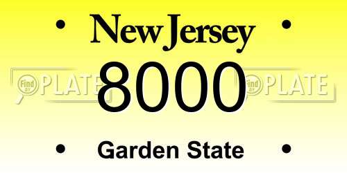 8000 New Jersey License Plate