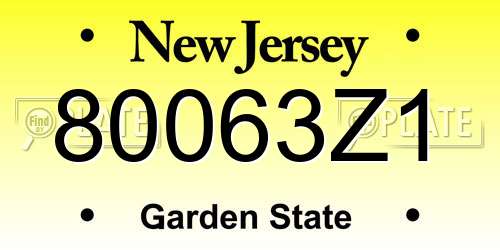 80063Z1 New Jersey License Plate