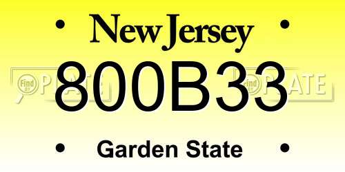 800B33 New Jersey License Plate