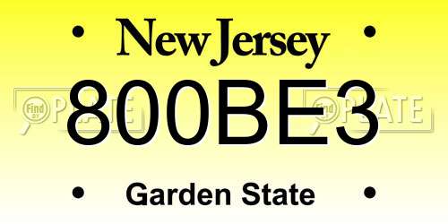 800BE3 New Jersey License Plate