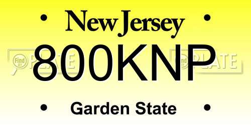 800KNP New Jersey License Plate