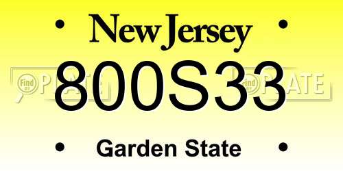800S33 New Jersey License Plate