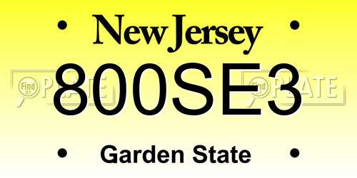 800SE3 New Jersey License Plate