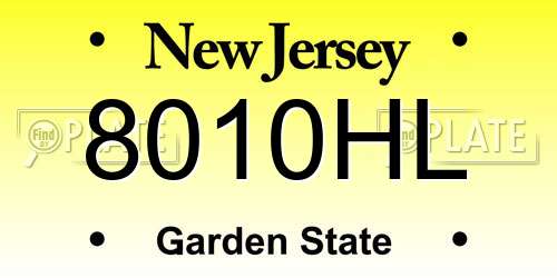 8010HL New Jersey License Plate