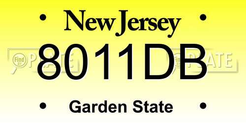 8011DB New Jersey License Plate