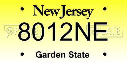 8012NE New Jersey License Plate