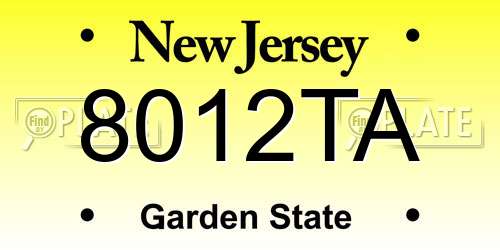 8012TA New Jersey License Plate