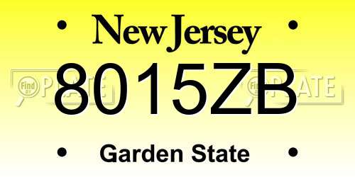 8015ZB New Jersey License Plate