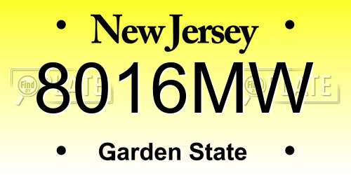 8016MW New Jersey License Plate