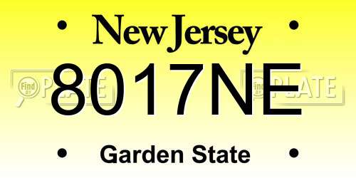 8017NE New Jersey License Plate