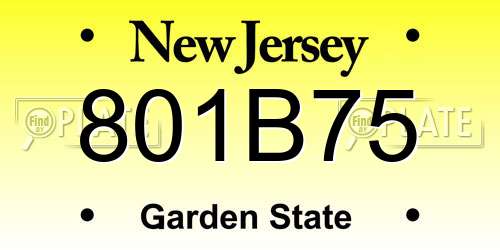 801B75 New Jersey License Plate