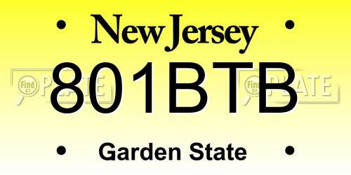801BTB New Jersey License Plate