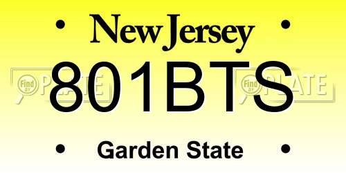801BTS New Jersey License Plate