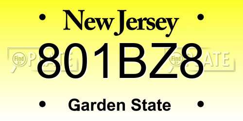 801BZ8 New Jersey License Plate