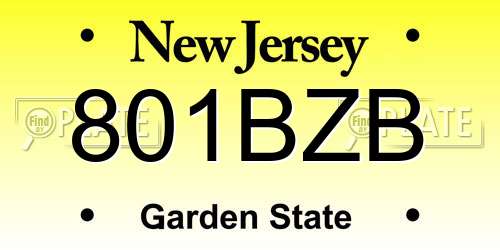 801BZB New Jersey License Plate