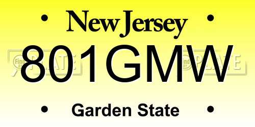 801GMW New Jersey License Plate