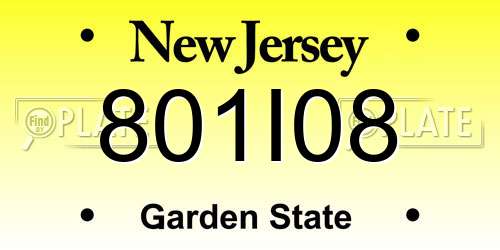 801I08 New Jersey License Plate