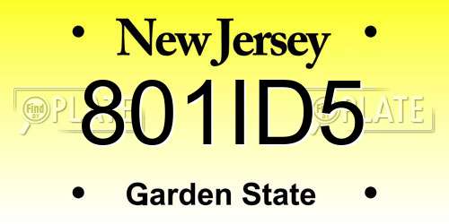 801ID5 New Jersey License Plate