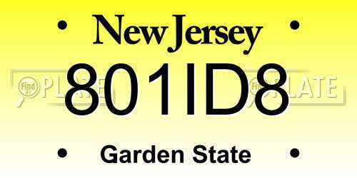 801ID8 New Jersey License Plate