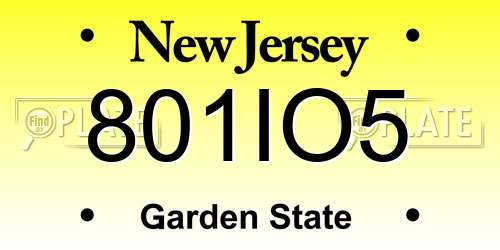 801IO5 New Jersey License Plate