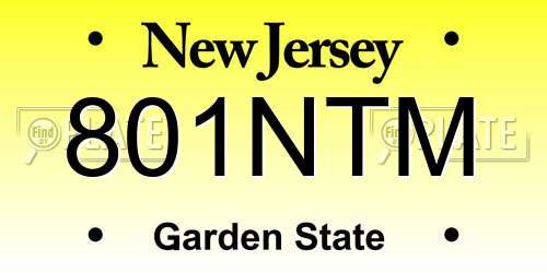 801NTM New Jersey License Plate