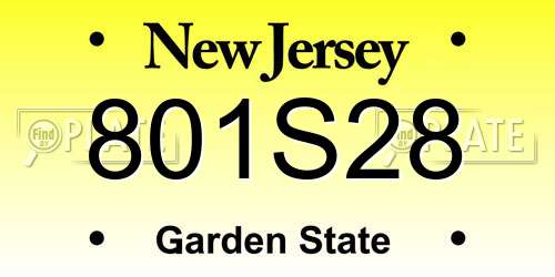 801S28 New Jersey License Plate